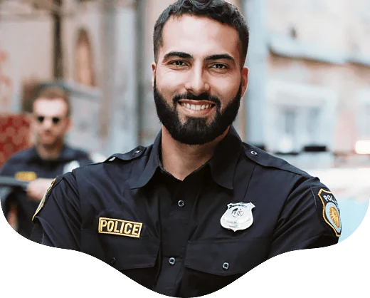 Police officer smiling after a fitness for duty evaluation session at an NYC clinic